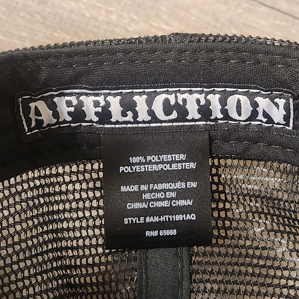 Affliction Live Fast Blue Black Sewn Logo Trucker Adjustable Hat Cap One Size